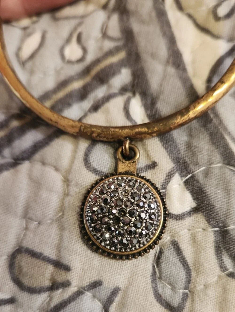 Lucky Brand Gold-Tone Disc Charm Bangle with Pavé Accent